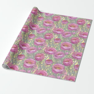 Papel De Regalo Runculus rosado Art Nouveau