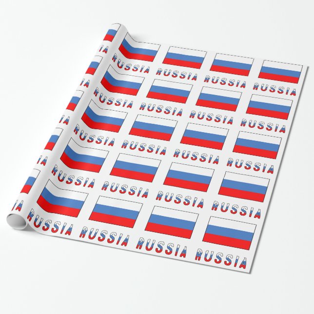 Papel De Regalo Rusia y bandera rusa (Desenrollado)