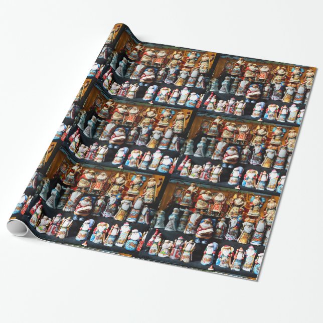 Papel De Regalo Ruso Santas (Desenrollado)