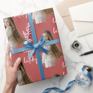 Papel De Regalo Rust Red & Personalizado Mensajes de texto y foto