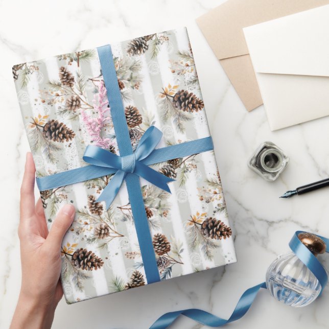 Papel De Regalo Rustic Boho Christmas Pine Farmhouse Pattern  (Regalar)