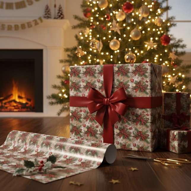 Papel De Regalo Rustic Christmas Farmhouse Cozy Holiday  (Subido por el creador)