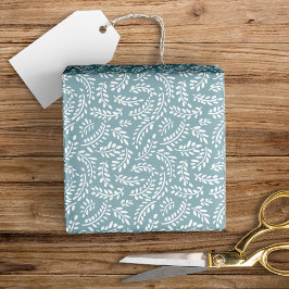 Papel De Regalo Rustic Elegant Botanges Dusty Blue