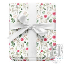 Rustic Equestrian Floral Pink Wrapping Paper