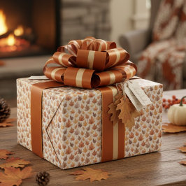 Papel De Regalo Rustic Gold Brown Maple Leaves Watercolor Pattern