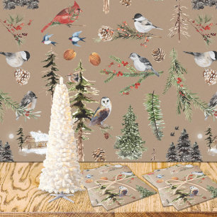 Papel De Regalo Rustic Kraft Everything Woodland Winter Birds