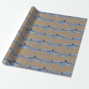 Papel De Regalo Rustic Kraft Navidades azules brillantes