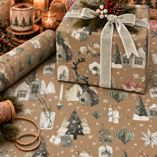 Papel De Regalo Rustic Kraft Todo Navidad Escandinava 2