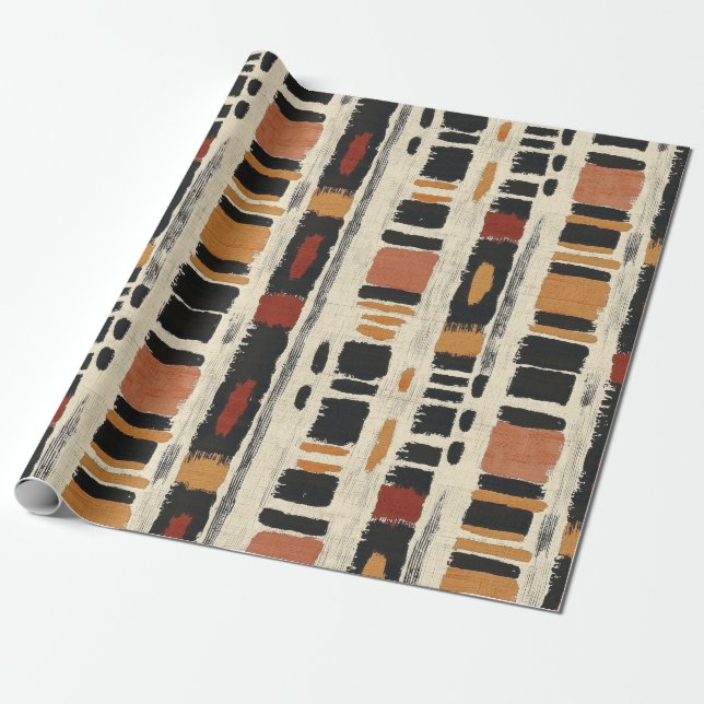 Papel De Regalo Rustic Mudcloth Geometric Pattern (1) (Desenrollado)
