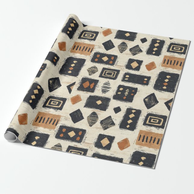 Papel De Regalo Rustic Mudcloth Geometric Pattern (2) (Desenrollado)