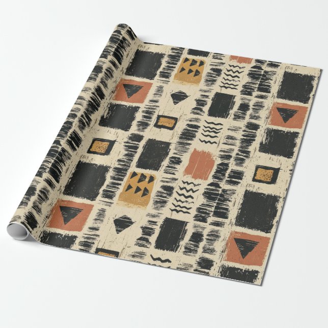 Papel De Regalo Rustic Mudcloth Geometric Pattern (3) (Desenrollado)