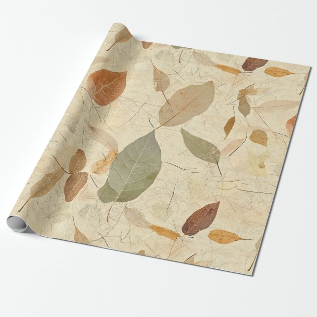 Papel De Regalo Rustic Nature-Inspired Leaf - Botanical Art (3) (Desenrollado)