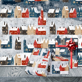 Papel De Regalo Rustic Nordic Snowy Winowy Village