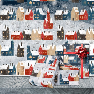 Papel De Regalo Rustic Nordic Snowy Winowy Village