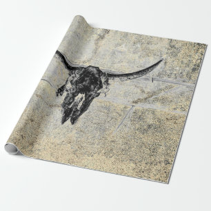Papel De Regalo Rustic Western Cow Skull Black Texpage