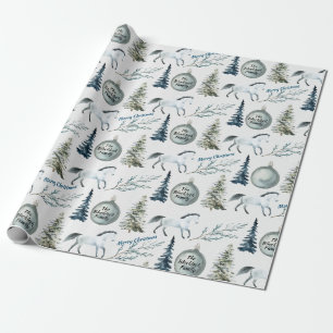 Papel De Regalo Rústica acuarela invierno Caballo de nombre y aleg