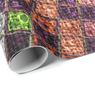 Papel De Regalo Rústica de Burlap del Patrón Mosaico Colorido #4