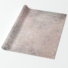 Papel De Regalo Rústica de la madera de mint Silver Foxier rosa Ru