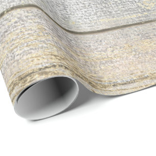 Papel De Regalo Rústica de la madera de oro de la campanilla gris 