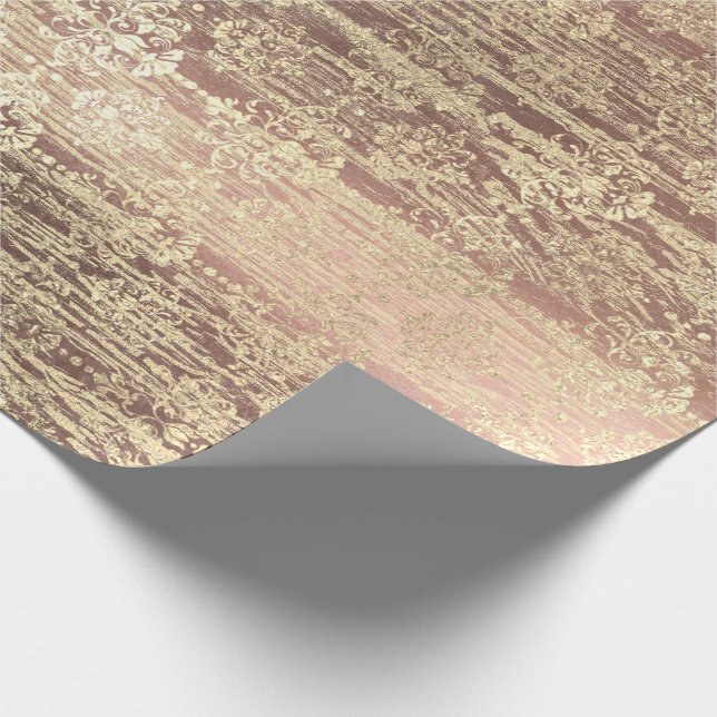 Papel De Regalo Rústica de la madera del Rosa Tiffany Foxier Rubor (Esquina)