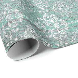Papel De Regalo Rústica de madera gris plateada de metal verde de 