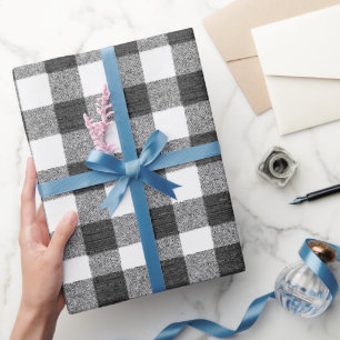 Papel De Regalo Rústica granja negro y blanco Gingham Plaid