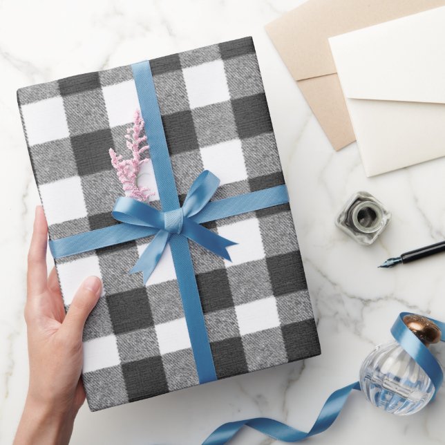 Papel De Regalo Rústica granja negro y blanco Gingham Plaid (Regalar)
