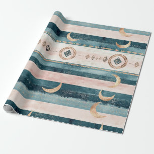 Papel De Regalo Rústico Celestial Raya Luna Sol Terroso (10)