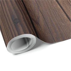 Papel De Regalo Rústico Dark Madera Marrón Estilo de campo de la c