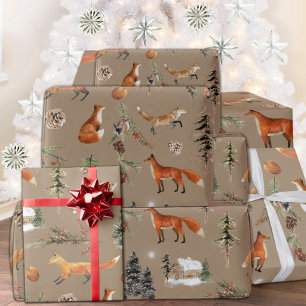 Papel De Regalo Rústico Kraft Everything Forest Woodland Red Foxes
