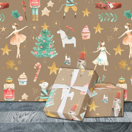 Papel De Regalo Rústico Kraft Everything Nutcracker Navidades