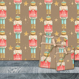 Papel De Regalo Rústico Kraft Los Navidades Nutcracker