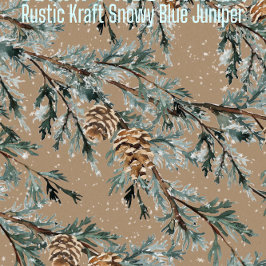 Papel De Regalo Rústico Kraft Snowy Sucursal de Juniper Azul y Hue