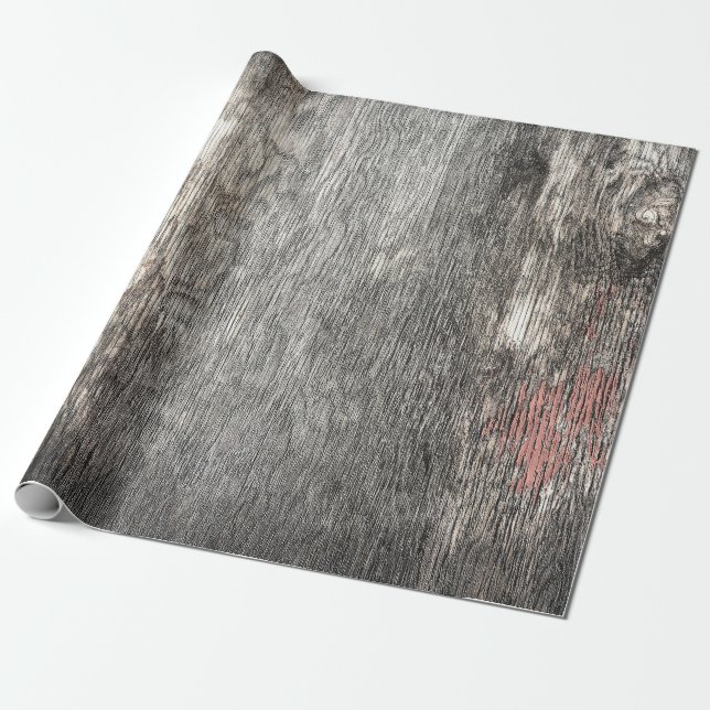 Papel De Regalo Rústico País Gris Beige Textura Grano de madera (Desenrollado)