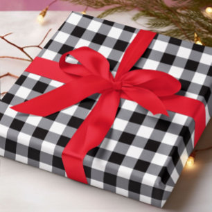 Papel De Regalo Rústico País Navidades de manchas negras y blancas