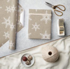 Papel De Regalo Rústico Patrón de Burlap Snowflake de imitación en