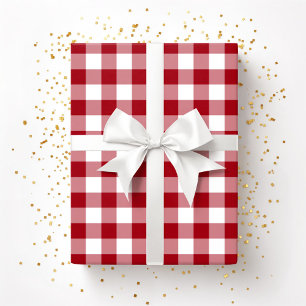 Papel De Regalo Rústico Patrón de Cheques Rojos