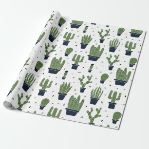 Papel De Regalo Rústico Patrón del Desierto del Cactus Verde Oscur