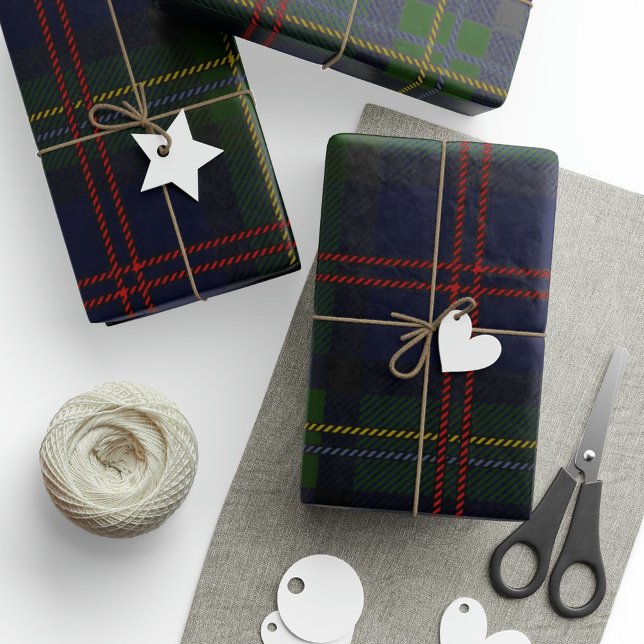 Papel De Regalo Rústico Plaid Classic Malcolm Tartán (Malcolm Rustic Clan Malcolm Tartan Wrapping Paper)