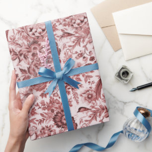 Papel De Regalo Rústico Rojo Elegancia Cabaña Francesa