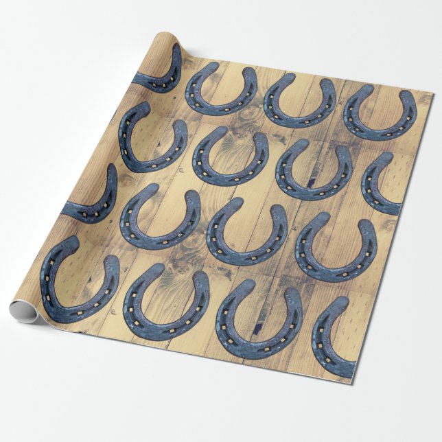 Papel De Regalo Rústico Rústico Herraduras y Placas de Madera de C (Desenrollado)