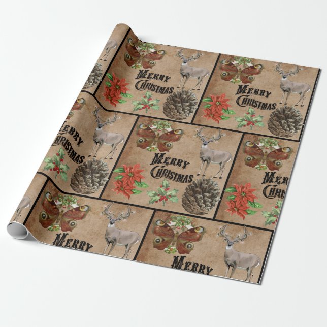 Papel De Regalo Rústico venado (Desenrollado)