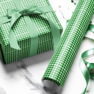 Papel De Regalo Rústico verde y blanco trenzado tradicional a cuad
