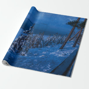 Papel De Regalo Ruta forestal en la noche de invierno