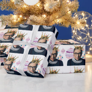 Papel De Regalo Ruth Bader Ginsburg con Navidades baubles