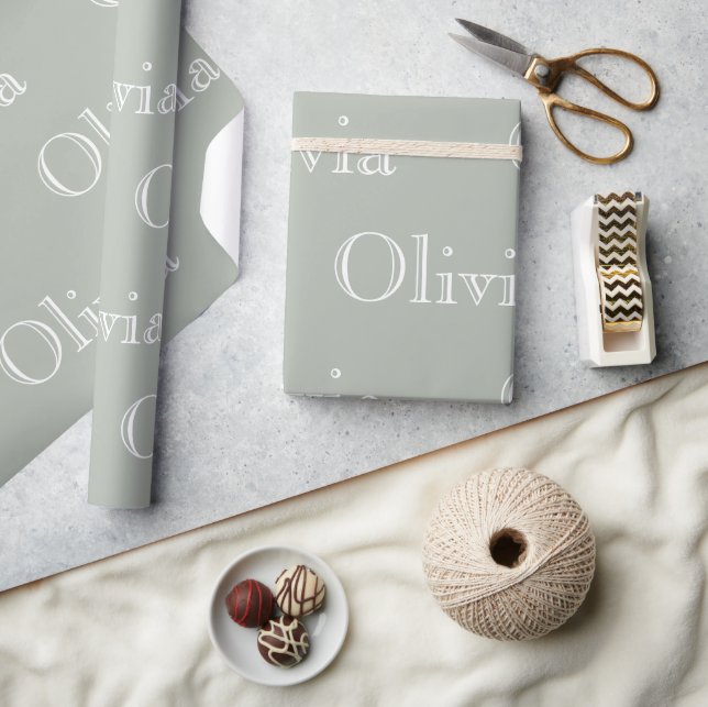 Papel De Regalo Sabio Moderno Nombre en guión pastel personalizado (Artesanía)