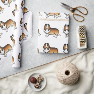 Papel De Regalo Sable Rough Collie Cute Cartog Pattern Dog