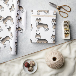 Papel De Regalo Sable Siberian Husky Cute Dote Pattern