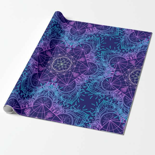 Papel De Regalo Sacred Geometry Symbols in Mandala seamless patter (Desenrollado)