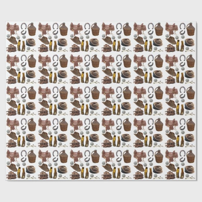 Papel De Regalo Saddle Boots HORSE SHOES cowboy clipART  (Superficie plana)